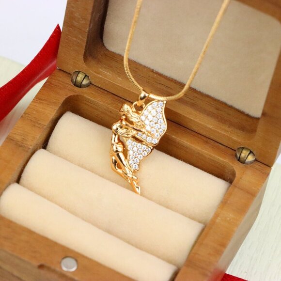 "Angel Wings Pendant in Rose Gold with CZ Stones, XPPT1395 - Picture 10 of 13